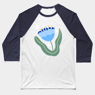 Blue Flower Baseball T-Shirt